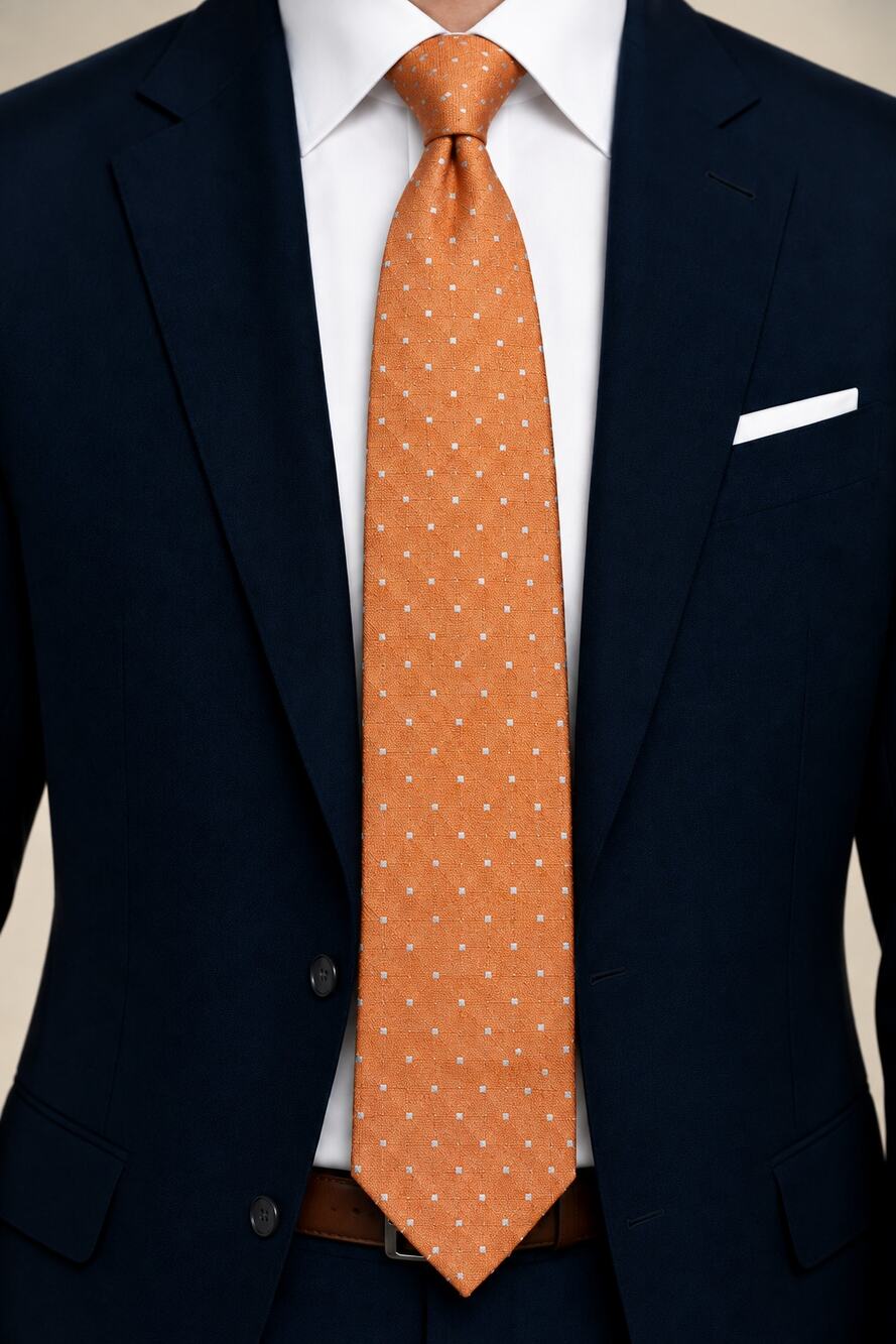Argyle & Sutherland Silk Tie Men's Polka Dot Pattern XL 62" Orange